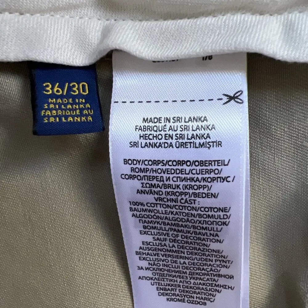 Ralph Lauren Pants Mens 36x30 The Polo Chino Khaki Tan Cotton Twill Straight